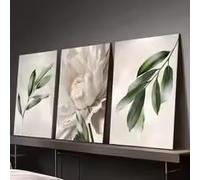 ZHUOYA Décoration murale moderne pour chambre - Affiche florale minimaliste à motifs botaniques, style neutre, pour chambre ou dortoir (60 x 90 x 3 cm/Toile tendue)