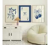 ZHUOYA Décoration murale tendance avec nœuds bleus, style preppy, cowgirl côtière, carte As, fille porte-bonheur, impression sur toile, poster pour salon (30 x 50 x 3 cm/cadre intérieur)