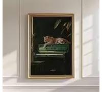 ZHUOYA Élégante décoration murale léopard sur toile imprimée, style maximaliste, représentant un animal de la jungle sauvage (70 x 90 cm/Toile tendue sur châssis).