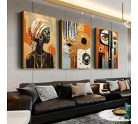 ZHUOYA Ensemble d'affiches ethniques abstraites africaines, art mural afro-bohème, peinture sur toile, décoration femme noire, décoration chambre/salon (30x50cmx3/sans cadre)