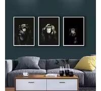 ZHUOYA Ensemble de 3 affiches sur toile, peinture abstraite de chimpanzé, art mural sur toile, décoration murale pour chambre (40 x 60 cm x 3 / sans cadre)