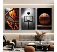 ZHUOYA Ensemble de 3 toiles décoratives sur le thème du basketball, impression haute définition, série sport, décoration murale moderne et minimaliste (60 x 90 cm x 3 / sans cadre)