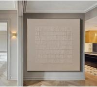 ZHUOYA Grand tableau minimaliste 3D beige texturé, art mural neutre en plâtre, peinture murale Wabi Sabi beige bohème (70 x 70 cm, sans cadre)