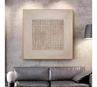 ZHUOYA Grand tableau minimaliste beige, peinture en plâtre neutre, art mural texturé beige, peinture bohème, décoration Wabi Sabi 60x60cm Cadre interne