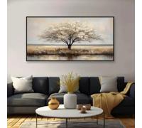 ZHUOYA Grande toile abstraite représentant un arbre aux fleurs blanches dans un paysage, idéale pour la décoration d'un couloir ou d'un mur (50 x 70 cm).