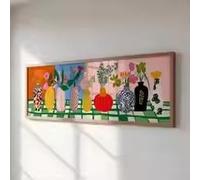 ZHUOYA Grande toile panoramique abstraite à motif floral, art mural moderne avec vase pour la décoration du salon et de la chambre (65 x 130 cm/sans cadre)
