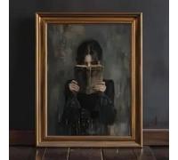 ZHUOYA Impression d'art mural femme lisant un livre, décoration murale Dark Academia, peinture décorative de coin de lecture de mauvaise humeur 50 x 70 cm sans cadre