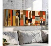 ZHUOYA Impression panoramique moderne du milieu du siècle, impression sur toile moderne, art abstrait, art mural géométrique, décoration bohème, grand format (47 x 140 cm/sans cadre)