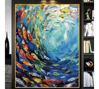 ZHUOYA Impression sur toile abstraite de poissons, affiche multicolore de poissons tropicaux du monde de l'océan bleu, peinture sur toile (40x60cm/cadre intérieur)