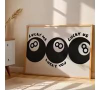 ZHUOYA Impression sur toile « Billard amusant » avec boule noire n° 8, « Lucky Me Lucky You », art mural cool pour chambre à coucher, bar, décoration d'intérieur, 30 x 50 cm, sans cadre