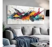 ZHUOYA Impression sur toile d'art abstrait moderne de style graffiti, pour la décoration de la chambre et du salon, œuvre d'art floue sur toile abstraite moderne (40x60cm/Toile tendue sur châssis)