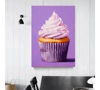 ZHUOYA Impression sur toile minimaliste représentant un beignet à la sucette rose, des cerises, des macarons, pour une décoration d'intérieur moderne (70 x 100 cm)