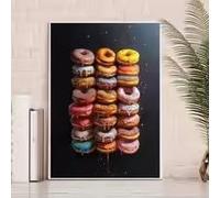 ZHUOYA @Impression sur toile Tableau décoratif mural représentant un dessert beignet coloré (20x30cm) pour le salon