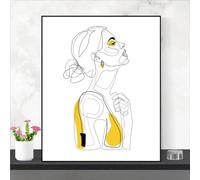 ZHUOYA Impressions de lignes abstraites dessinées portrait féminin affiche jaune mode croquis toile peinture minimaliste femme décor mur photo 50x70 cm sans cadre