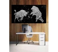 ZHUOYA Impressions sur toile bon marché, taureau contre ours, argent, grand art mural, marché boursier, financier, Wall Street, bureau, décoration, affiches d'art (80 x 120 cm)