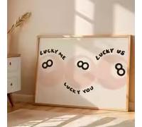 ZHUOYA Imprimé avec la phrase « Bonjour, je vais bien, merci », style boule 8, impression ludique sur le thème du billard, art mural rose vintage (70x90cm/Toile tendue)