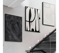 ZHUOYA Lot de 3 affiches abstraites en toile noire et blanche, peintures texturées pour décoration de chambre, 50 x 70 cm, sans cadre
