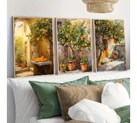 ZHUOYA Lot de 3 affiches sur toile style cottagecore vintage, paysage, oranger, décoration murale champêtre (40 x 60 x 3 cm, sans cadre)