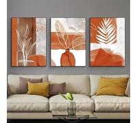 ZHUOYA Lot de 3 toiles murales style bohème chic - Tons terre cuite aux formes et lignes simples, imprimés pour chambre à coucher, salon, décoration 80 x 120 cm, sans cadre