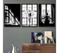 ZHUOYA Peinture à l'huile moderne sur toile représentant une ballerine, photographie d'ange, affiche en noir et blanc, décoration murale pour la maison (30 x 50 cm, sans cadre)
