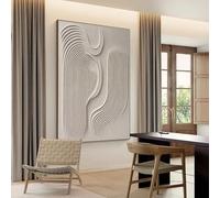 ZHUOYA Peinture murale moderne minimaliste beige, grande texture beige, peinture abstraite beige sur toile, décoration murale Wabi Sabi, 50 x 70 cm, sans cadre