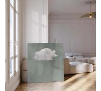 ZHUOYA Peinture murale sur toile carrée avec ciel vert et nuages, art abstrait, décoration murale simple pour salon, sans cadre, 40 x 40 cm