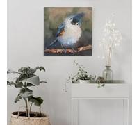 ZHUOYA Peinture orientale sur toile représentant un oiseau de montagne, art abstrait, décoration murale, pour la maison, le salon, esthétique, 65 x 65 cm, sans cadre
