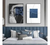 ZHUOYA Peinture sur toile abstraite avec motif de femme sexy, style nordique, carré bleu, affiche murale imprimée, décoration murale pour salon, 80 x 120 cm, sans cadre