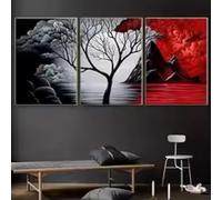 ZHUOYA Peinture sur toile abstraite avec nuage noir et rouge, impression HD, paysage, affiche nordique, décoration murale pour salon, maison, 60 x 90 cm, sans cadre