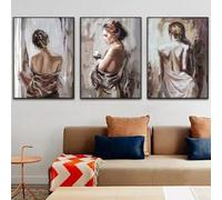 ZHUOYA Peinture sur toile abstraite vintage avec portrait de femme, affiches et impressions nordiques, art mural sexy, décoration de salle de bain et d'intérieur (70 x 110 x 2 cm, sans cadre)