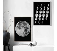ZHUOYA Peinture sur toile murale style nordique moderne et minimaliste, décoration lunaire, affiche, impression, œuvre d'art (70 x 100 x 2 cm)