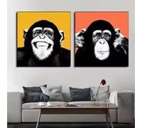 ZHUOYA Peintures sur toile de singes amusants style graffiti, affiches et impressions d'art pop animalier, tableaux pour la décoration murale du salon (70x70x2cm/sans cadre)