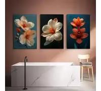 ZHUOYA Pétales d'étamines blanches, art mural floral, affiche imprimée sur toile HD, décoration pour salon, chambre, bureau, salle de bain (21 x 30 x 3 cm/cadre intérieur)