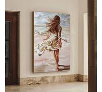 ZHUOYA Tableau abstrait bohème représentant une femme sexy sur la plage, imprimé sur toile (50x70cm/sans cadre), portrait, affiche murale pour la décoration intérieure.