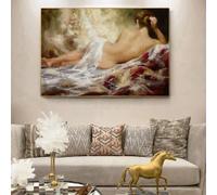 ZHUOYA Tableau abstrait de femme à l'huile sur toile, affiche et impression, portrait pour la décoration du salon (40x60cm)