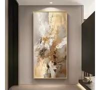 ZHUOYA Tableau abstrait de luxe sur toile, décoration murale élégante pour chambre, salon, salle à manger, suspension verticale, décoration de pièce (55 x 110 cm/toile tendue sur châssis)