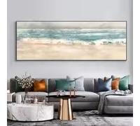 ZHUOYA Tableau abstrait de paysage de plage sur toile, affiche et impression, art mural moderne pour la décoration du salon (60 x 80 cm/Toile tendue sur châssis)