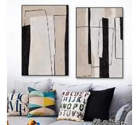 ZHUOYA Tableau abstrait minimaliste grand format sur toile, affiche en noir et blanc, décoration murale pour bureau, maison ou chambre (70 x 90 x 2 cm/sans cadre)
