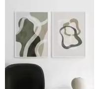 ZHUOYA Tableau abstrait moderne bohème vert sur toile, style scandinave neutre, impression d'art mural pour la décoration de la chambre, affiche de galerie d'art (50 x 70 x 2 cm/sans cadre)