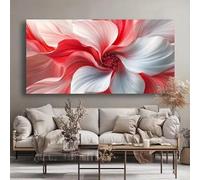 ZHUOYA Tableau abstrait moderne imprimé sur toile, représentant des fleurs rouges et blanches, idéal pour le salon, la chambre, le bureau ou la maison (50 x 70 cm/sans cadre).