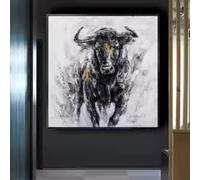 ZHUOYA Tableau abstrait représentant un taureau espagnol, affiche imprimée sur toile HD, idéale pour la décoration de la maison, du salon ou de la chambre (40 x 40 cm, sans cadre).