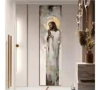 ZHUOYA Tableau de Jésus en prière, affiche murale abstraite rétro, image religieuse de Dieu, décoration intérieure pour salon, impression sur toile (50 x 150 cm/cadre intérieur)