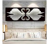 ZHUOYA Tableau moderne en toile représentant un cygne en forme de cœur, affiche décorative pour salon, chambre ou maison. Affiches d'art imprimables à petit prix (90 x 180 cm, sans cadre).