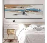 ZHUOYA Tableau moderne sur toile, paysage abstrait, lignes blanches et dorées, affiches et impressions d'art mural pour la décoration du salon (70 x 140 cm/sans cadre)