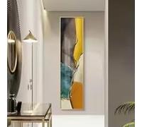 ZHUOYA Tableau mural abstrait doré minimaliste moderne, affiche imprimée sur toile HD, convient pour la décoration de la maison, du salon, de l'entrée (47 x 140 cm/cadre intérieur)