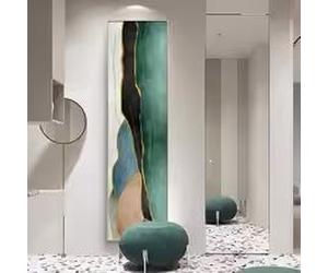 ZHUOYA Tableau mural abstrait doré minimaliste moderne, affiche imprimée sur toile HD, idéale pour la décoration de la maison, du salon ou de l'entrée (50 x 150 cm, sans cadre)