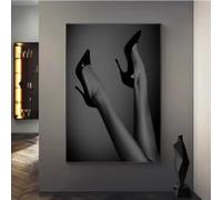 ZHUOYA Tableau sur toile en noir et blanc représentant une femme aux belles jambes, style mode, art mural moderne, affiche et impression pour la décoration intérieure (70 x 100 cm)