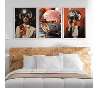 ZHUOYA Tableau sur toile imprimé boule disco, style rétro, art mural tendance et girly, affiche vintage française, décoration de chambre (30 x 50 x 3 cm/sans cadre)