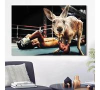 ZHUOYA Tableau sur toile représentant un kangourou boxeur, affiches et impressions amusantes de kangourous pour la décoration murale de la chambre (80 x 120 cm)