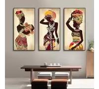 ZHUOYA Tableau sur toile représentant une femme noire africaine, style vintage, idéal pour décorer les murs de votre salon (30 x 50 x 3 cm, sans cadre).